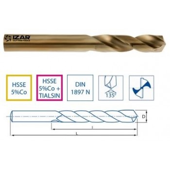 27959 | IZAR 1056 SPIRAALBOOR 11,50 MM HSS-Co KORT DIN 1897N 