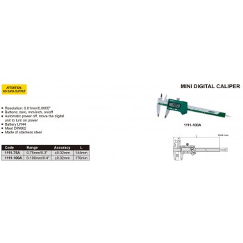 1111-75A | INSIZE DIGITALE MINI SCHUIFMAAT 75 MM 