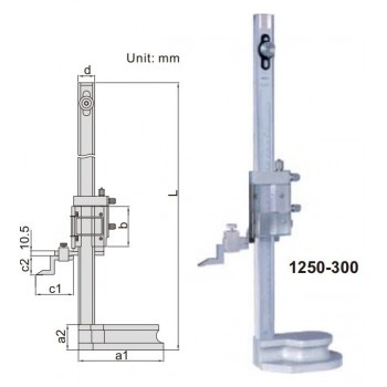 1250-300 | INSIZE HOOGTE SCHUIFMAAT 300 MM (ANALOOG) *** Terug leverbaar 02/06/24 ***