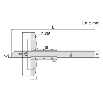 1247‐300 | INSIZE ANALOGE DIEPTE SCHUIFMAAT 300 MM ‐ 0.05 MM 
