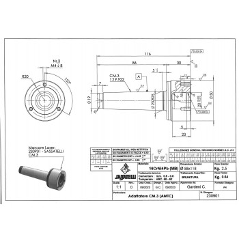230901- SASSATELLI  MICRO MK-3 ADAPTER voor meeneemcenter 276007 '' Custom Made ''