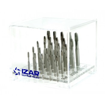 38998 | IZAR 3100 HSSE TAPPEN DISPLAY M4-M5-M6-M8-M10 (5 pcs x M) DIN 371 (Doorlopende Gaten)