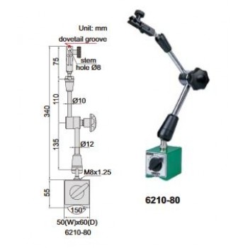6210-80 | INSIZE MAGNETISCHE MEETKLOKSTATIEF 80KGF CENTRALE KLEMMING