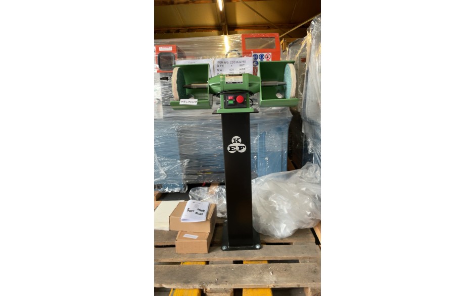 KEF POLETTE 8NE POLIJSTMACHINE met Links en Rechtse POLIJSTDOORN ... OP SOKKEL, 230V 50HZ INCL NULLASTBEV EN NOODSTOP 19-9-2022