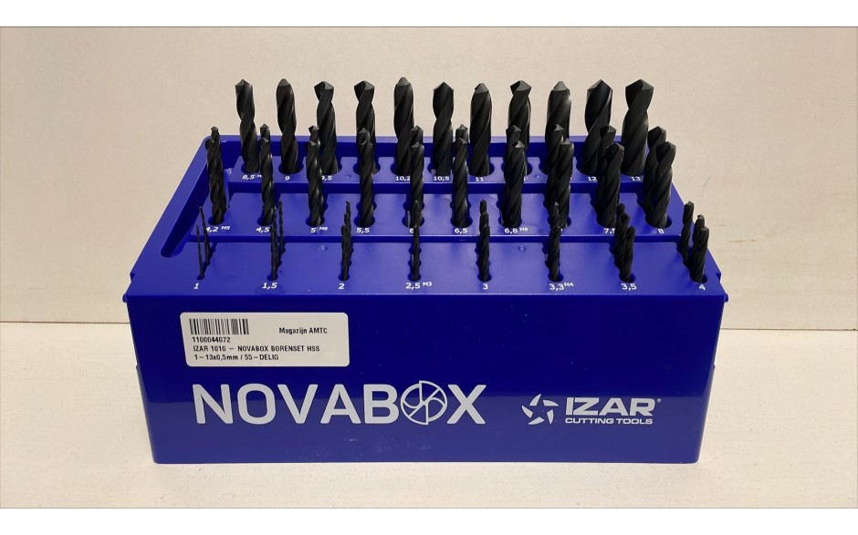 19535 | IZAR 1010 NOVABOX 1-13x0,50 mm HSS [55-DELIG] incl. boormaten Ø2,5/3,3/4,2/5/6,8/8,5/10,2mm