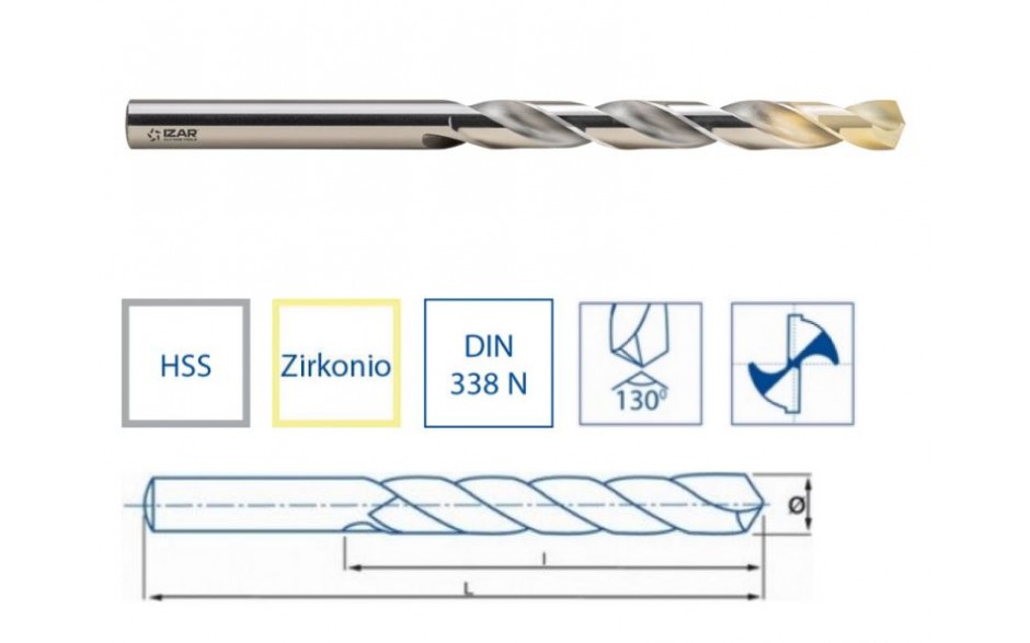 58831 | IZAR 1015 SPIRAALBOOR 5,00 MM DIN 338N TIN TIP