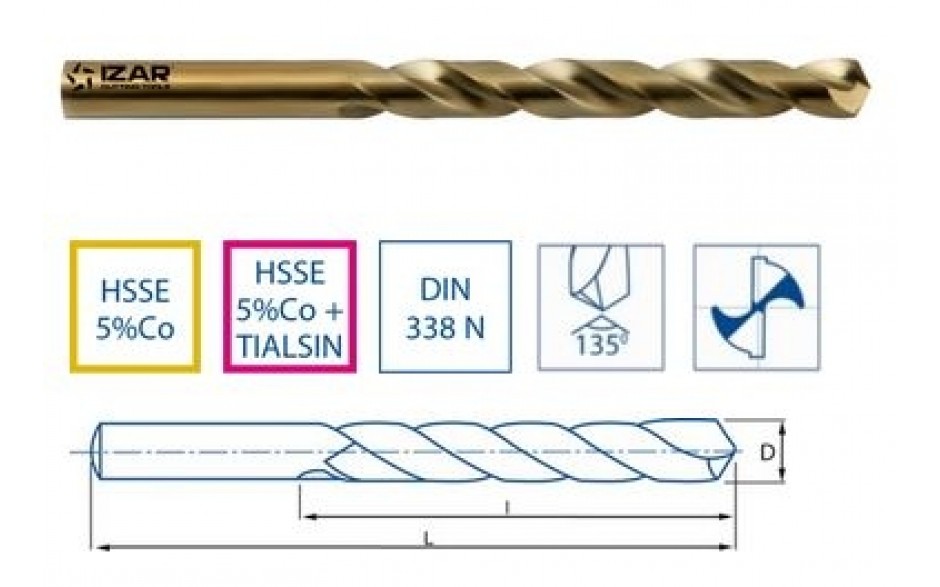 27309 | IZAR 1016 SPIRAALBOOR 1,00 MM HSS-Co DIN 338N