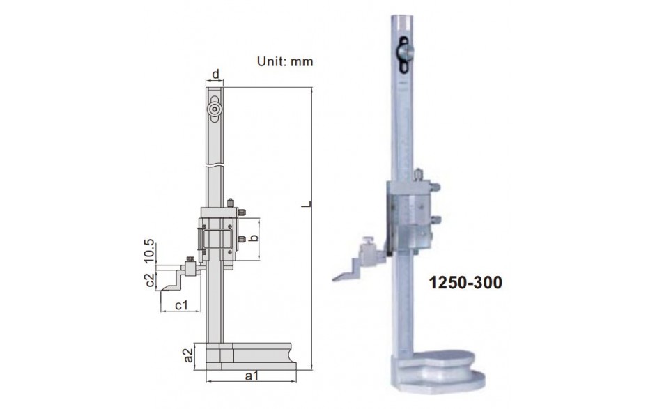 1250-300 | INSIZE HOOGTE SCHUIFMAAT 300 MM (ANALOOG) *** Terug leverbaar 02/06/24 ***