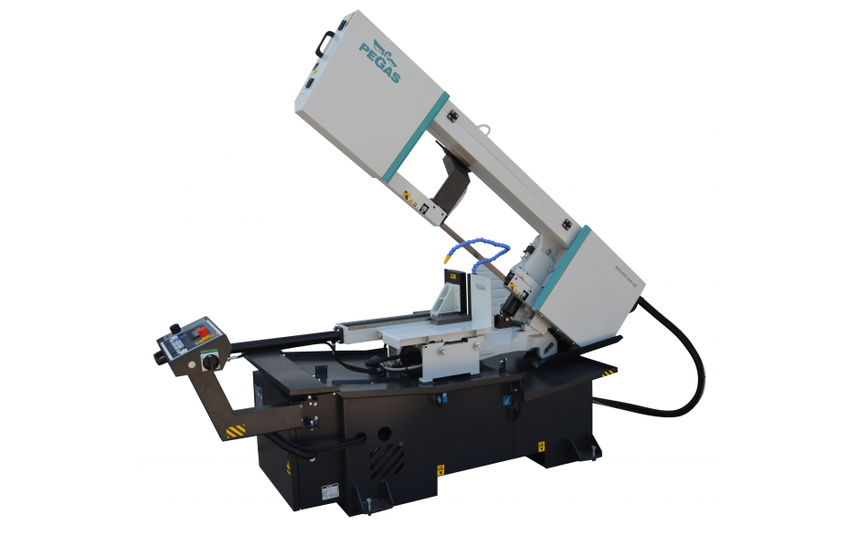 360x500 SHI-LR-F OIL MIST | PEGAS GONDA SEMI AUTOMATISCHE BANDZAAGMACHINE 2-ZIJDIG VERSTEK ...met olie nevelsmeer installatie 