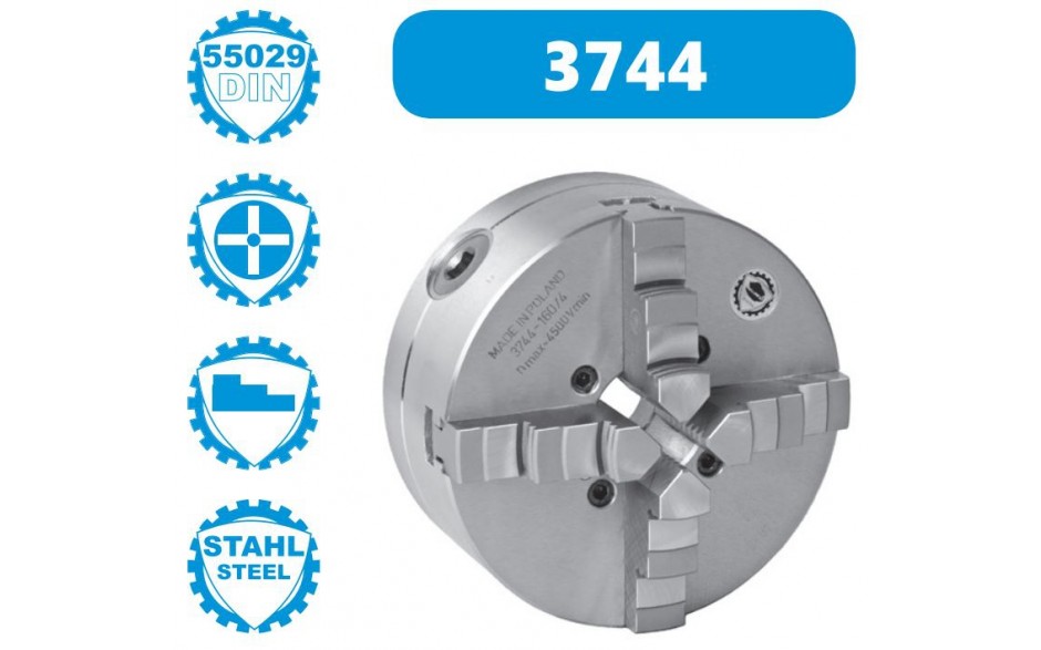3744-250-8 | BISON ZELFCENTRERENDE 4-KLAUWPLAAT 250 MM STAAL DIN 55029 CAMLOCK D1-8 