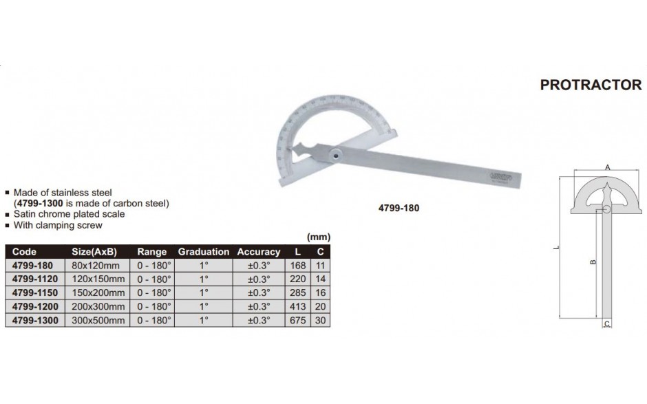 4799-1300 | INSIZE GRADENBOOG Ø300 0-180GR. L=500 MM