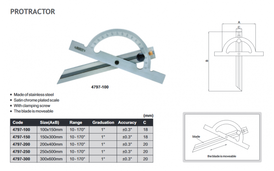 4797-150 | INSIZE GRADENBOOG MET VERSCHUIFBARE LINIAAL 150 MM