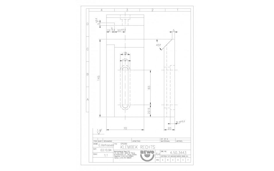 50.3443 / 50. 3444 | BEWO CPO 350 KLEMBEKKENSET H=70mm ipv H=60mm