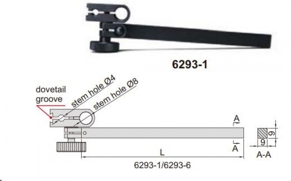 6293-6 | INSIZE VOET VIERKANT 9x9x50MM (Ø8mm & ø4mm) 