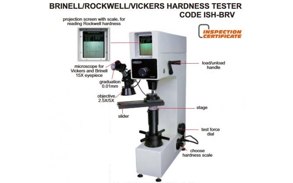 ISH-BRV-P | INSIZE BRINELL/ROCKWELL/VICKERS HARDHEIDSMETER