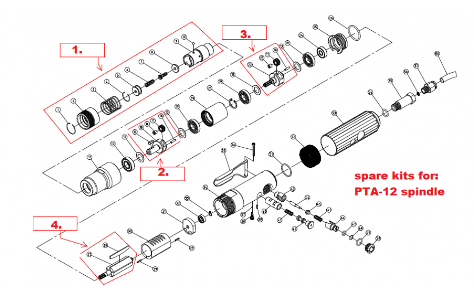 PTA-12-S-KIT-4 TAPSPINDEL REVISIE SET No.4 - LUCHTMOTOR ROTOR EN SCHOTTEN PART #27 & 28