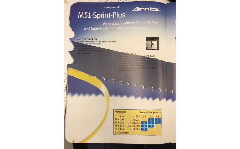 M51 SPRINT plus | BANDZAAG 2720x27x0,9 - 4/6 TPI - V-0