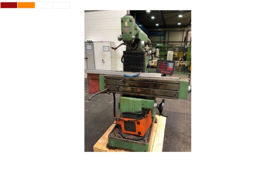 GEBRUIKTE FREESMACHINE METBA MB-3 X550xY400xZ400mm ISO-40 5,9Kw 40-2050 rpm INCL VERT KOP MET PINOLE,  INCL 3as FAGOR DIG.(OCC-20-076)