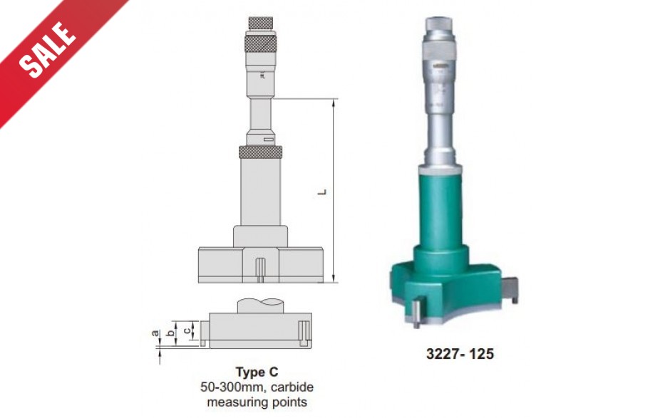 3227-88 | INSIZE 3-PUNTS GAT MICROMETER 75-88 MM (-0.005MM) AKTIEPRIJS
